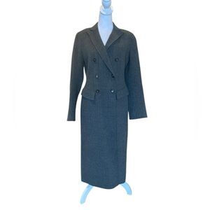 Talbots Gray Pinstripe Wool Coat Double Breasted Womens Size 2 New Without Tags